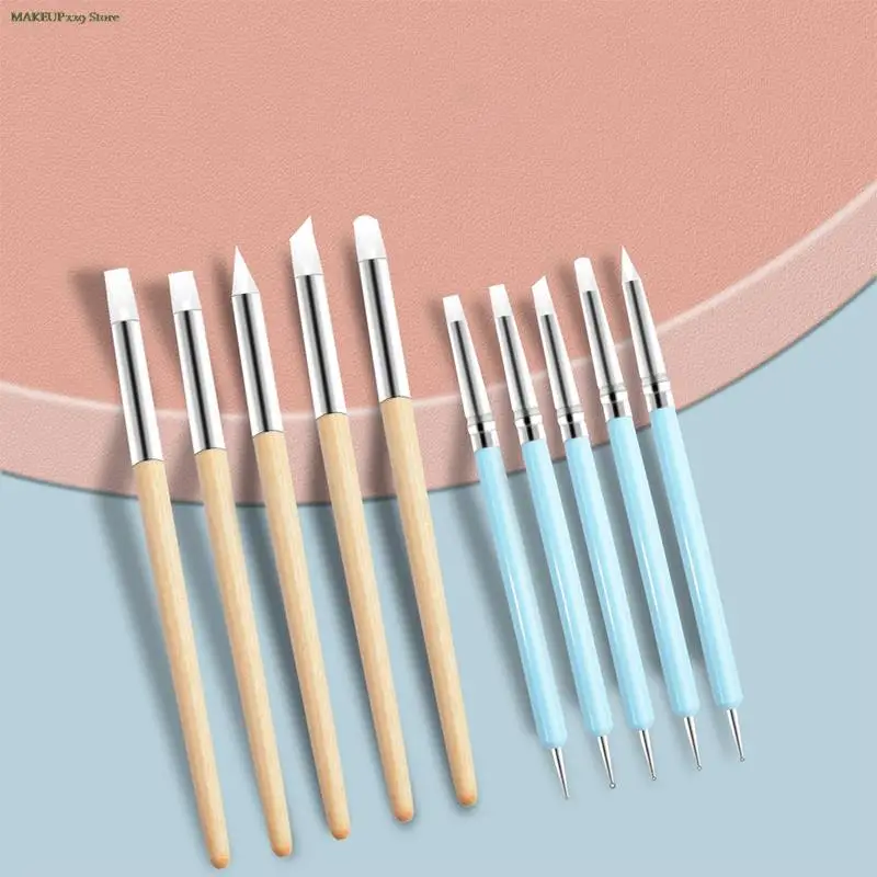 

1/5Pcs/Set Double-Ended Dotting Tools Set Nail Art Embossing Tools Pottery Craft Art Silicone Brushes Pottery Clay Tools
