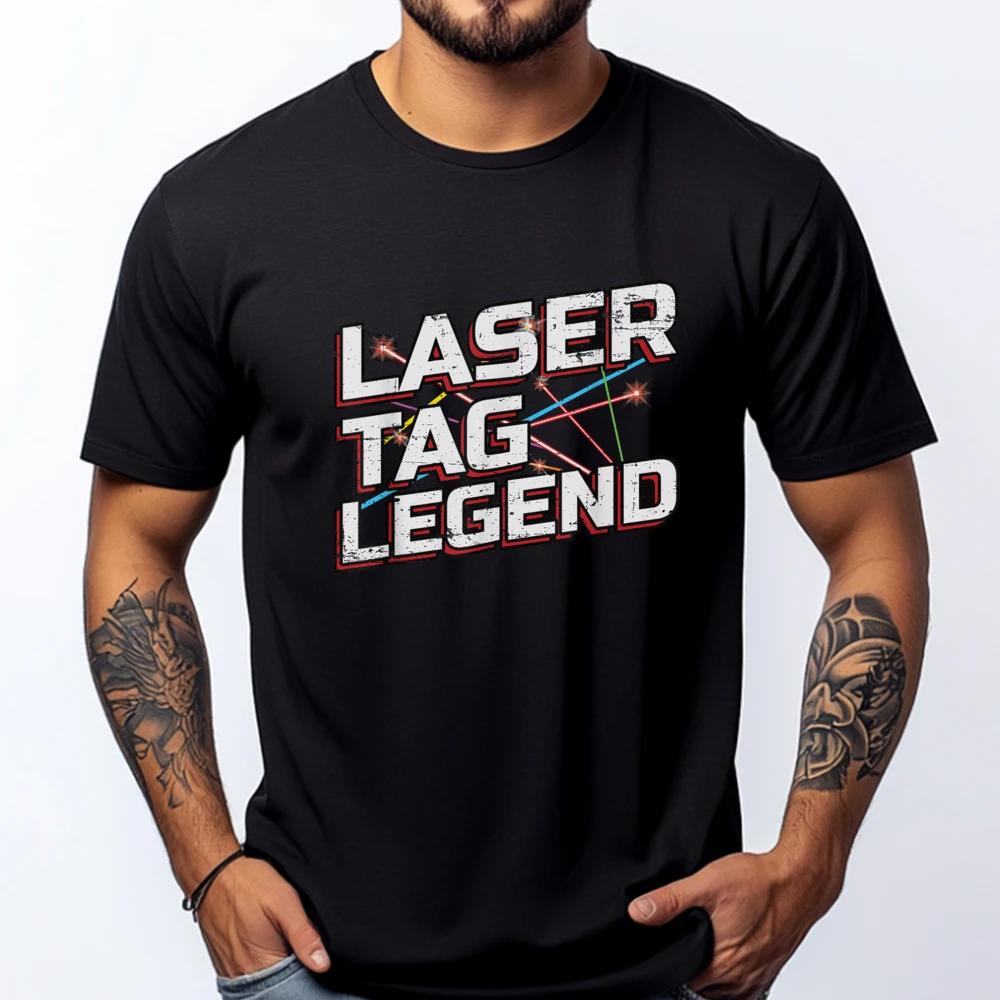Laser Tag Legend For A Team Черная рубашка Футболки с рисунком Мужская одежда Повседневная