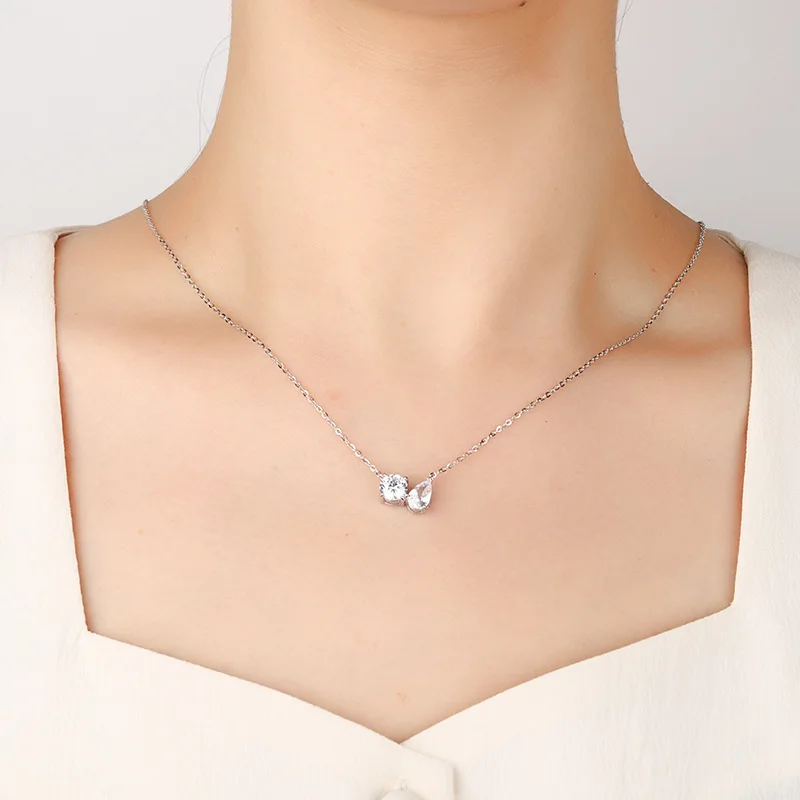 EWYA Pear Round Cut 2cttw D Цвет Муассанит Алмазная Подвеска для Женщин Мужчин 925