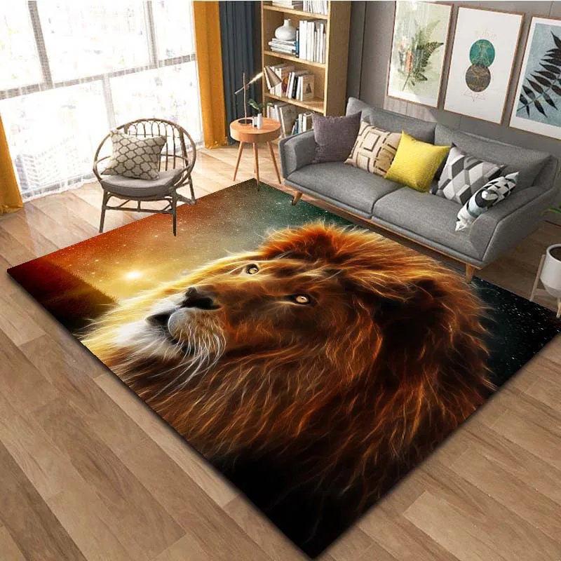 

Прочные коврики с рисунком льва и животных для гостиной, спальни, украшение для дома, коврик для детской игровой комнаты, нескользящий ковер