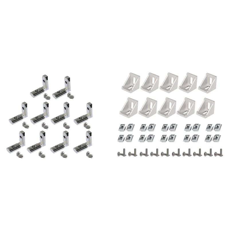 

50Pcs Corner Bracket 2020 Series Profile Connector Set With 20Pcs T Slot L-Shape Interior Inside Corner Connector