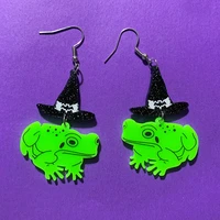 cartoon jewelry witch hat frog earring acrylic korean fashion punk aesthetic bat drop earrings for women goth accessories egirl