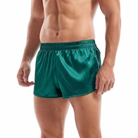satin underwear boxers mens sexy boxer briefs smooth silk pajamas shorts loose split man lounge boxershorts home sleep bottoms