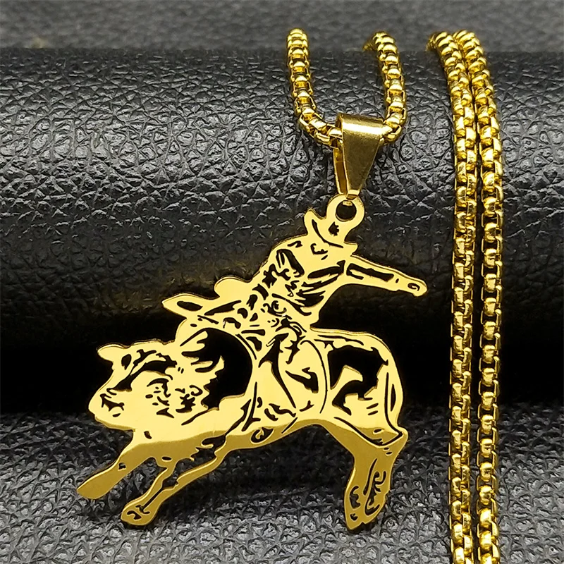 Ожерелье Power Aesthetics Toreador для женщин и мужчин нержавеющая сталь золотого цвета бык