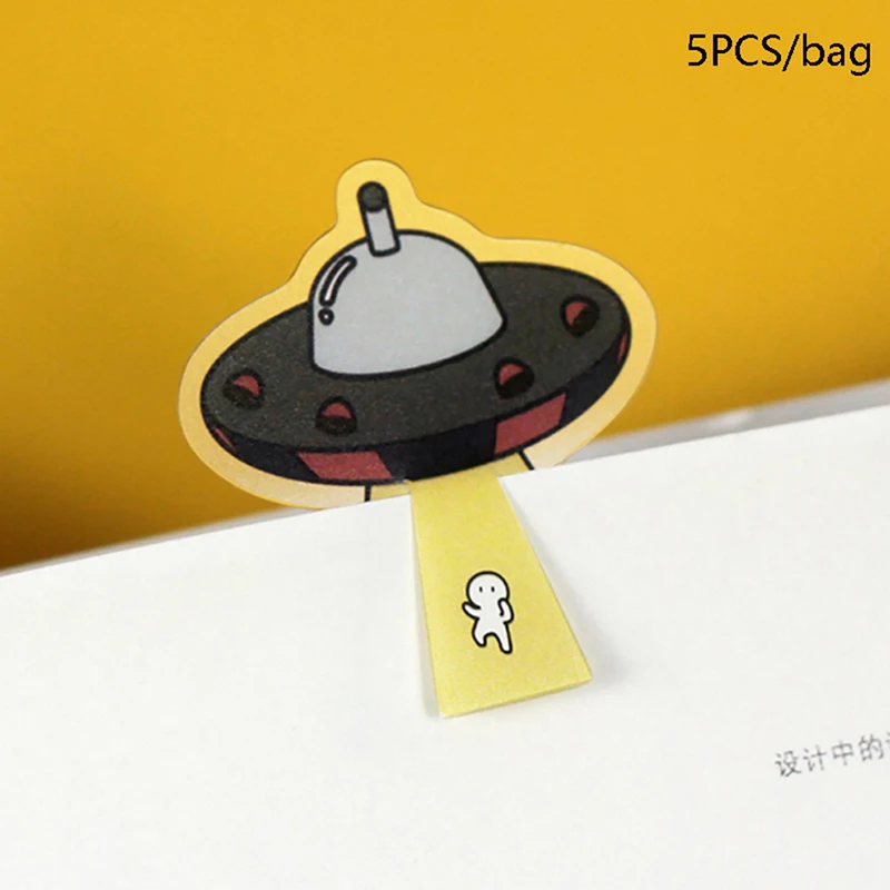 

5Pcs Bookmark Cute Cartoon UFO Mark Page Creative Book Page Folder Stationery Students Stationery