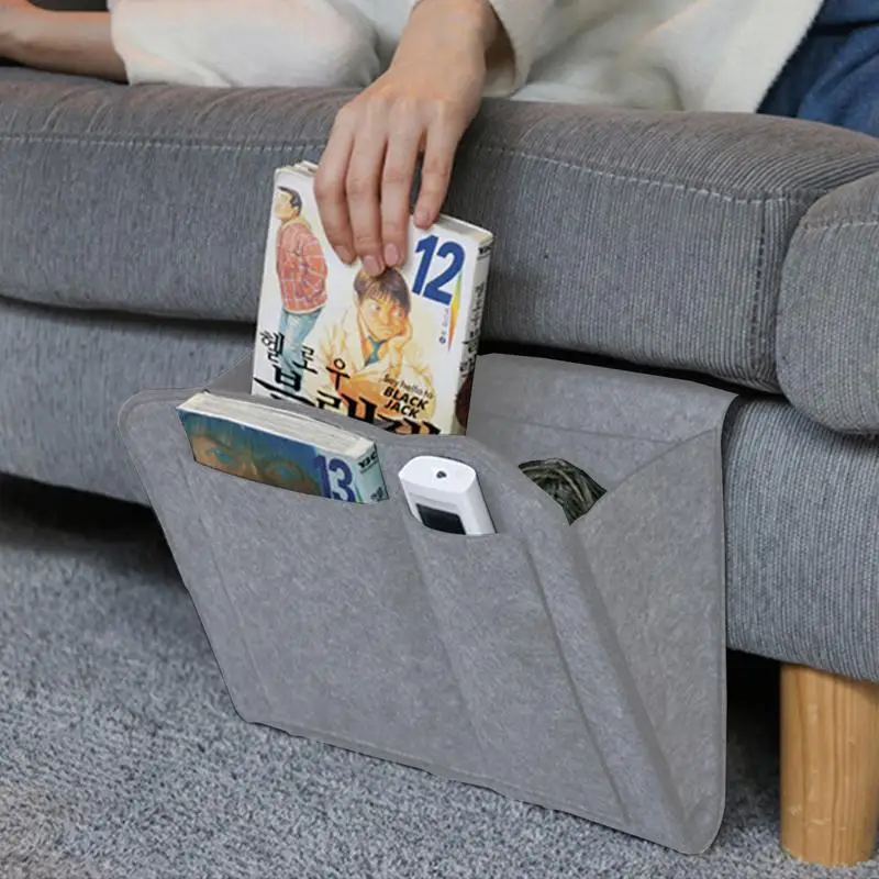 

Felt Bedside Storage Organizer Caddy Couch Storage Organizer Bed Holder Pockets Anti-slip Bedside Bag For Bed Sofa Sides