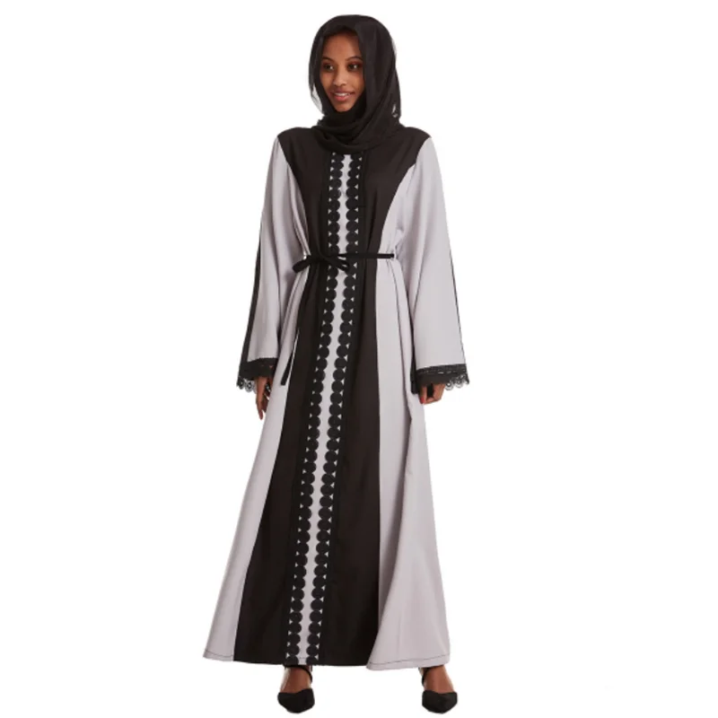 

Elegant Fashion Muslim Women Dubai Turkish Abaya Dress Trendy Caftan Open Kimono Arabian Robe Thobe for Islamic Lady