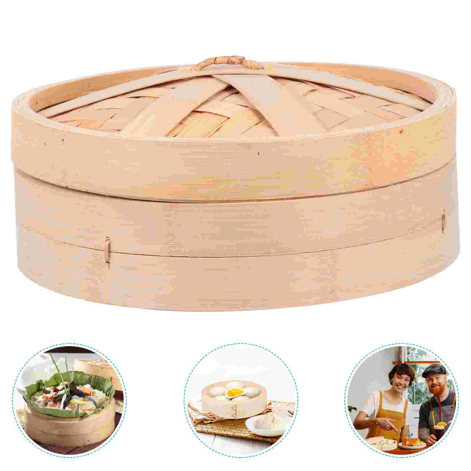 

1 Set 26cm Steamer with Lid Traditional Healthy Chinese Steamer Basket For Vegetables Chicken Dumplings Bao Bun