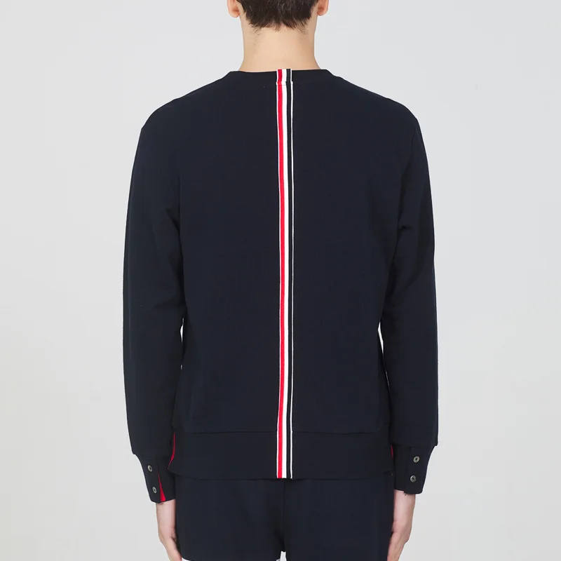 THOM Men's TB Sweatshirts Crew Neck Pure Cotton Long Sleeve Straight Pullovers Korean Luxury Brand Fashion Casual Overcoat