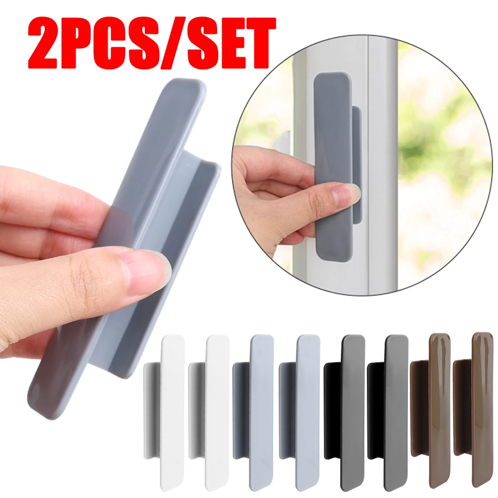 

2Pcs Self-adhesive Window Cabinet Drawer Handles Door Wardrobe Handle Organizer Paste Open Sliding Door Knob Auxiliary Device
