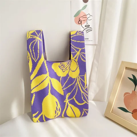 Оригинальный дизайн, Женская милая сумка-тоут ручной работы с животными, цветами и узлом, японская Повседневная Сумка-тоут, сумка для покупок