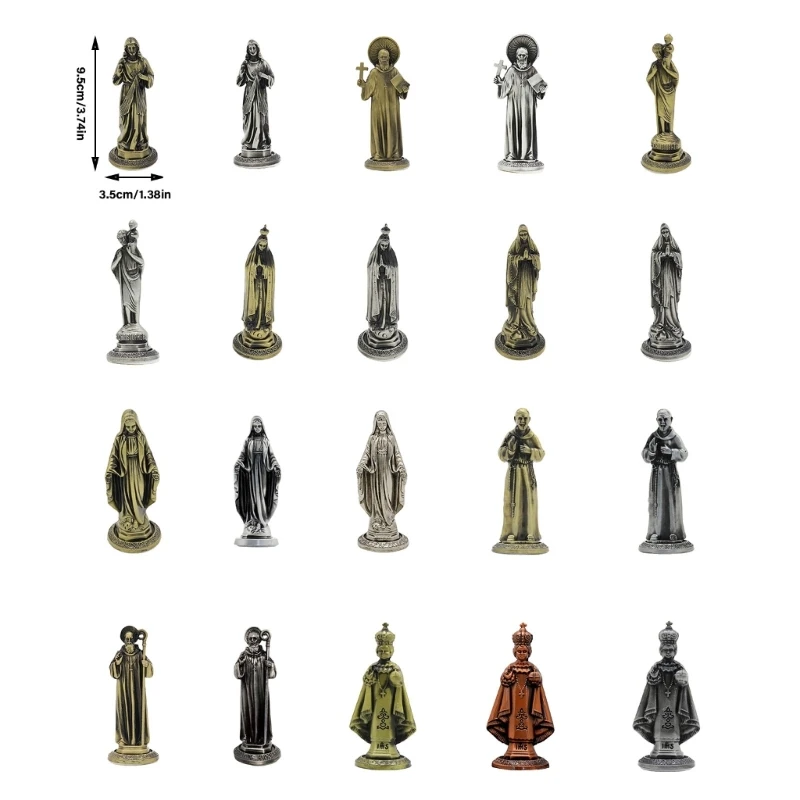 D0AD Винтажная металлическая стоящая религиозная фигурка Марии для католического