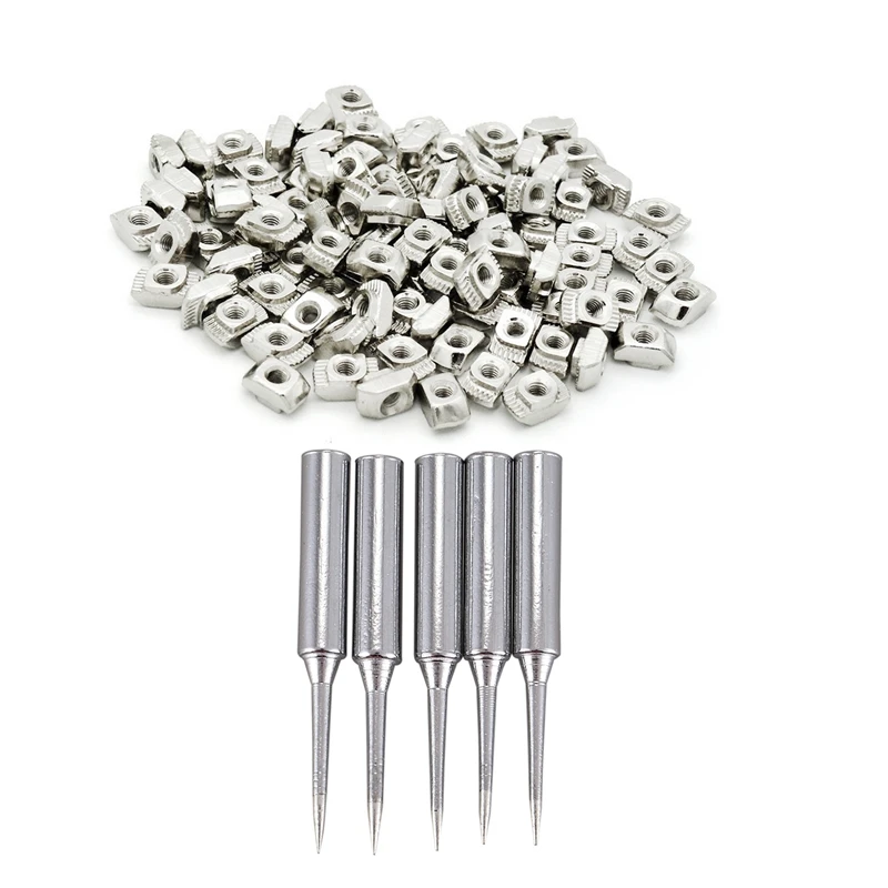 

5Pcs 900M-T-LI 0.8Mm Point Diameter Soldering Solder Iron Tips & 100Pcs M5X10X6 For 20/30 Series Slot T-Nut