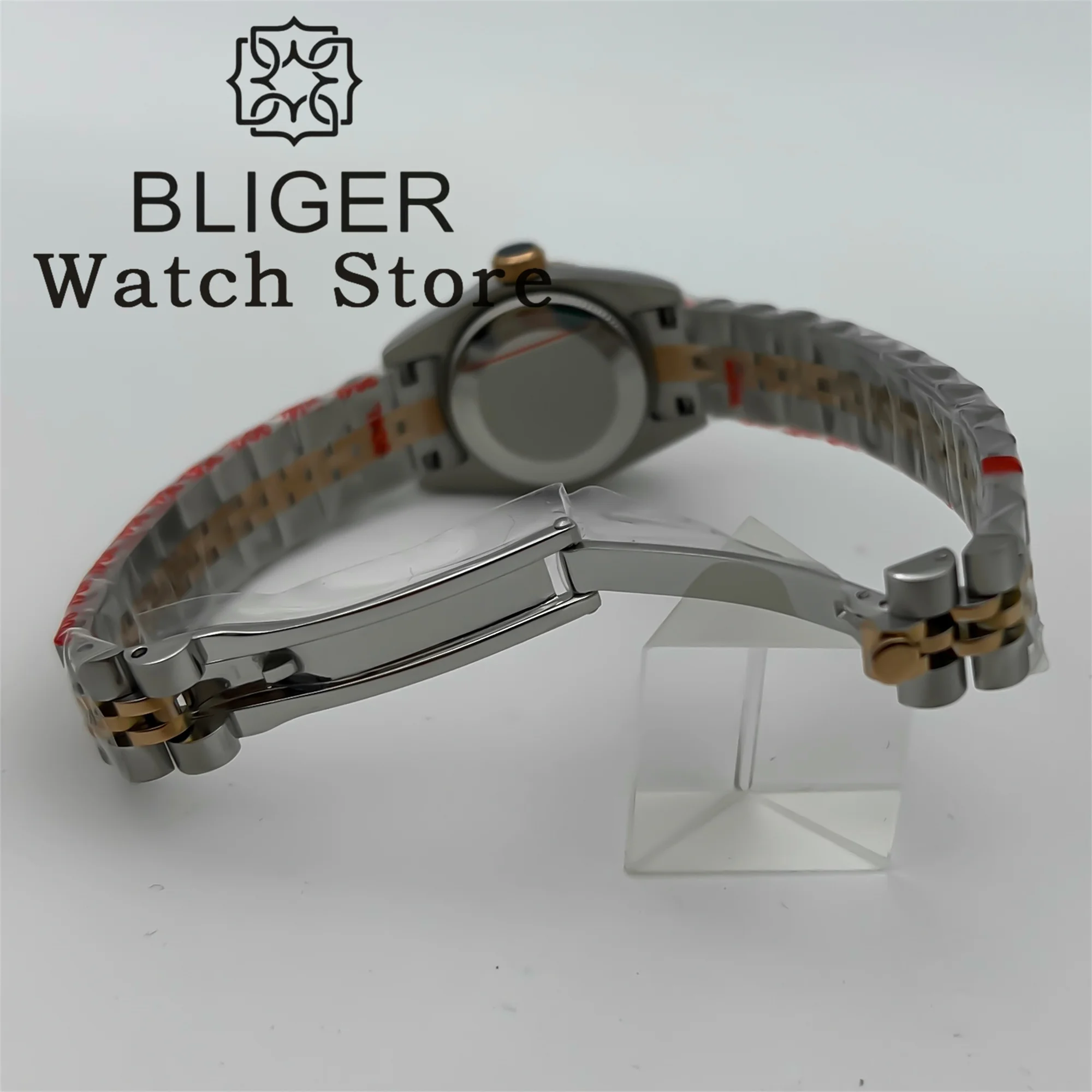 BLIGER 26 мм Серебряные механические часы из розового золота для женщин NH05 Механизм