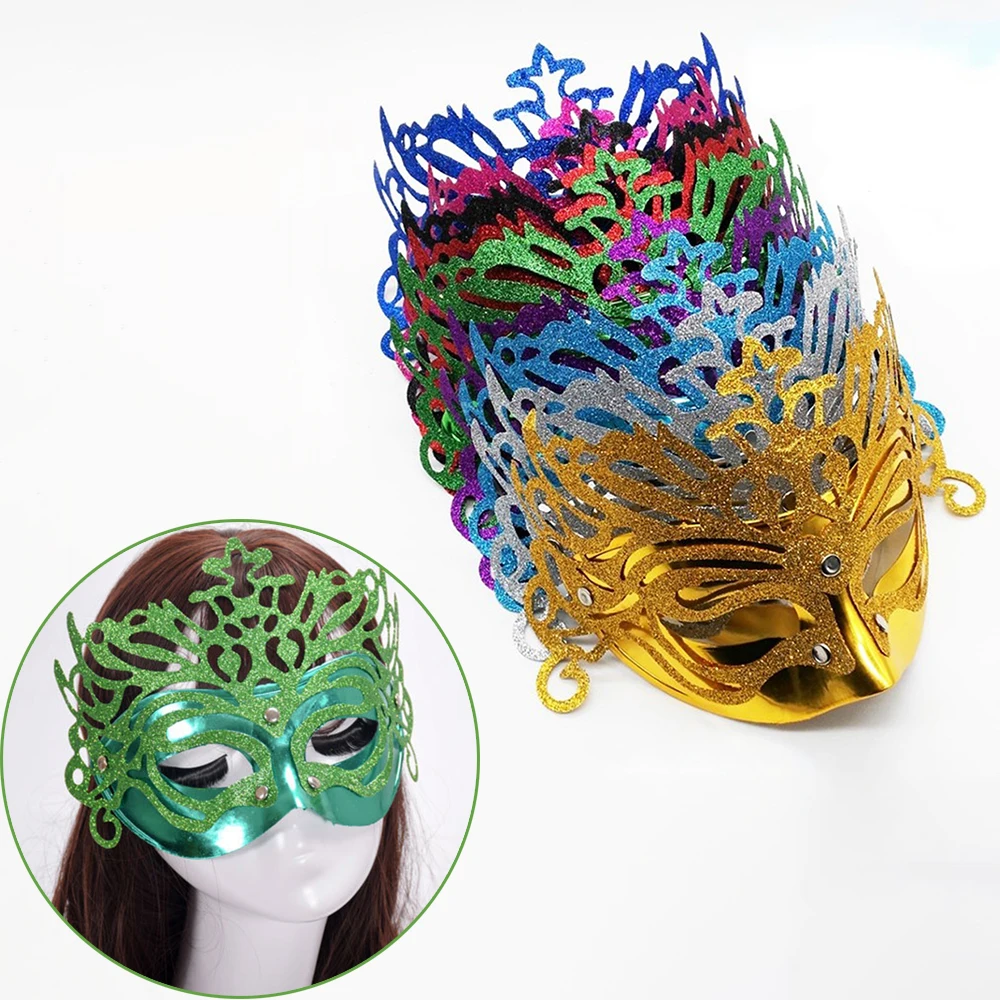 

Women Sexy Hollow Crown Gold Powder Mask Masquerade Carnival Face Mask Princess Party Cosplay Prom Props Costume Nightclub