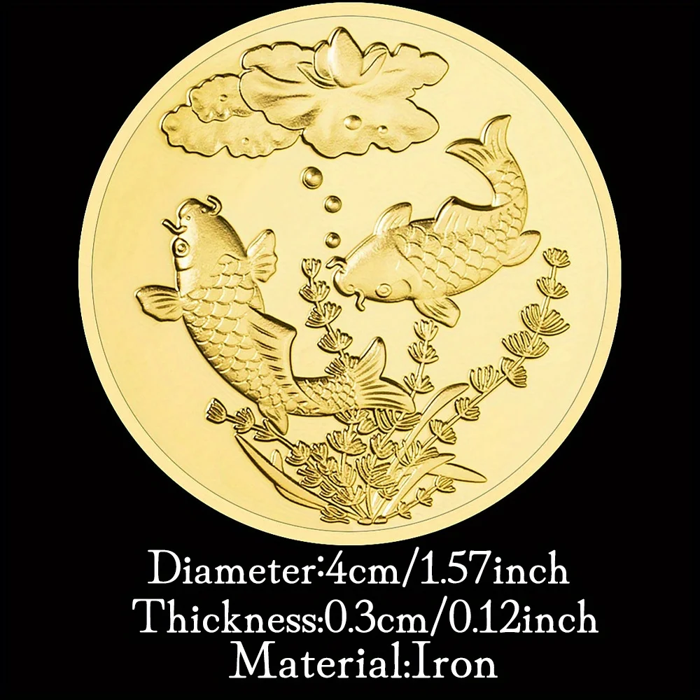 Коллекционная позолоченная монета Koi на удачу