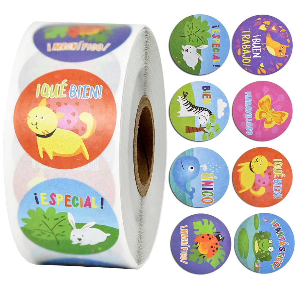 

Spain Language Animals cartoon Stickers for kids classic toys sticker school teacher reward sticker 8 designs pattern Labels