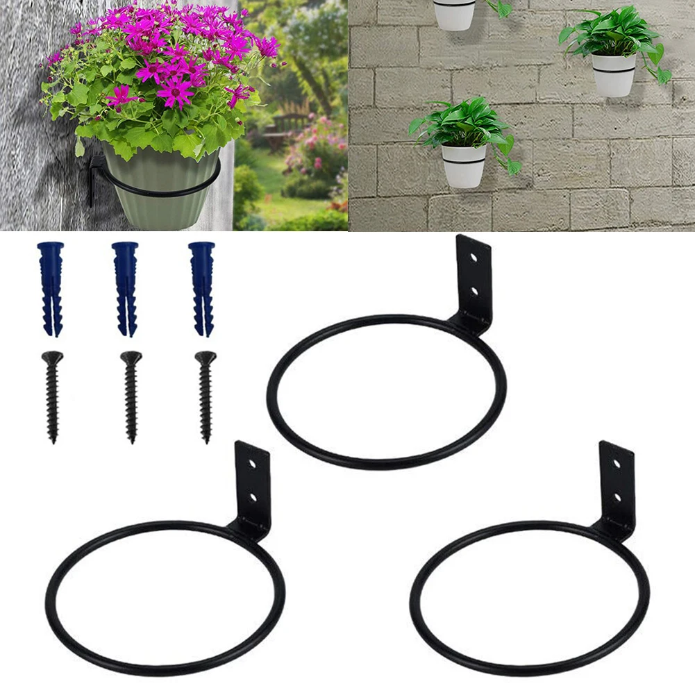 

Wall Mount Ring Flower Plant Pot Holder Metal Planter Hook Hanger Wall Bracket Storage Rack Home Garden Wall Decoration Planters