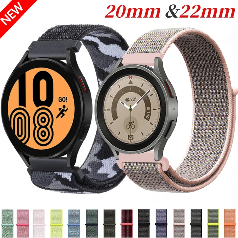 

20mm 22mm Nylon Loop Strap For Samsung Watch 5/4 Classic 5Pro Huawei Watch 4/3/GT3-2 Pro Bracelet wristband Amazfit GTS/GTR Band