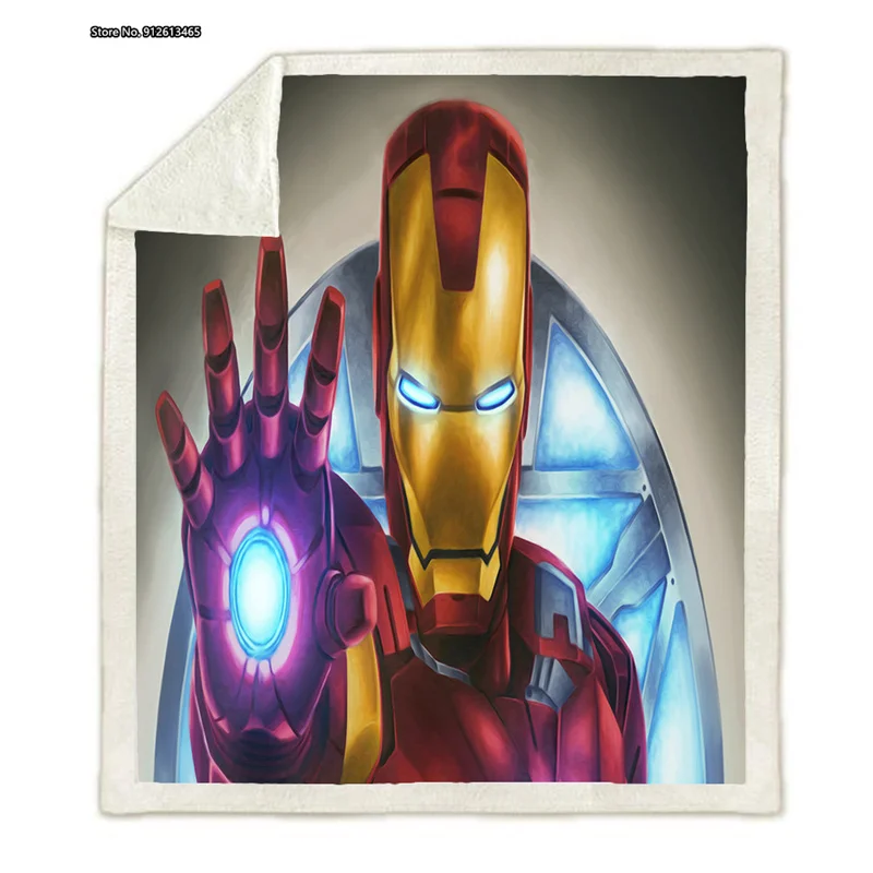 

Stylish Iron Man Movie Series Comfortable Warm Blanket 3D Digital Printed Single Flannel Double Thick Lamb Wool Blanket