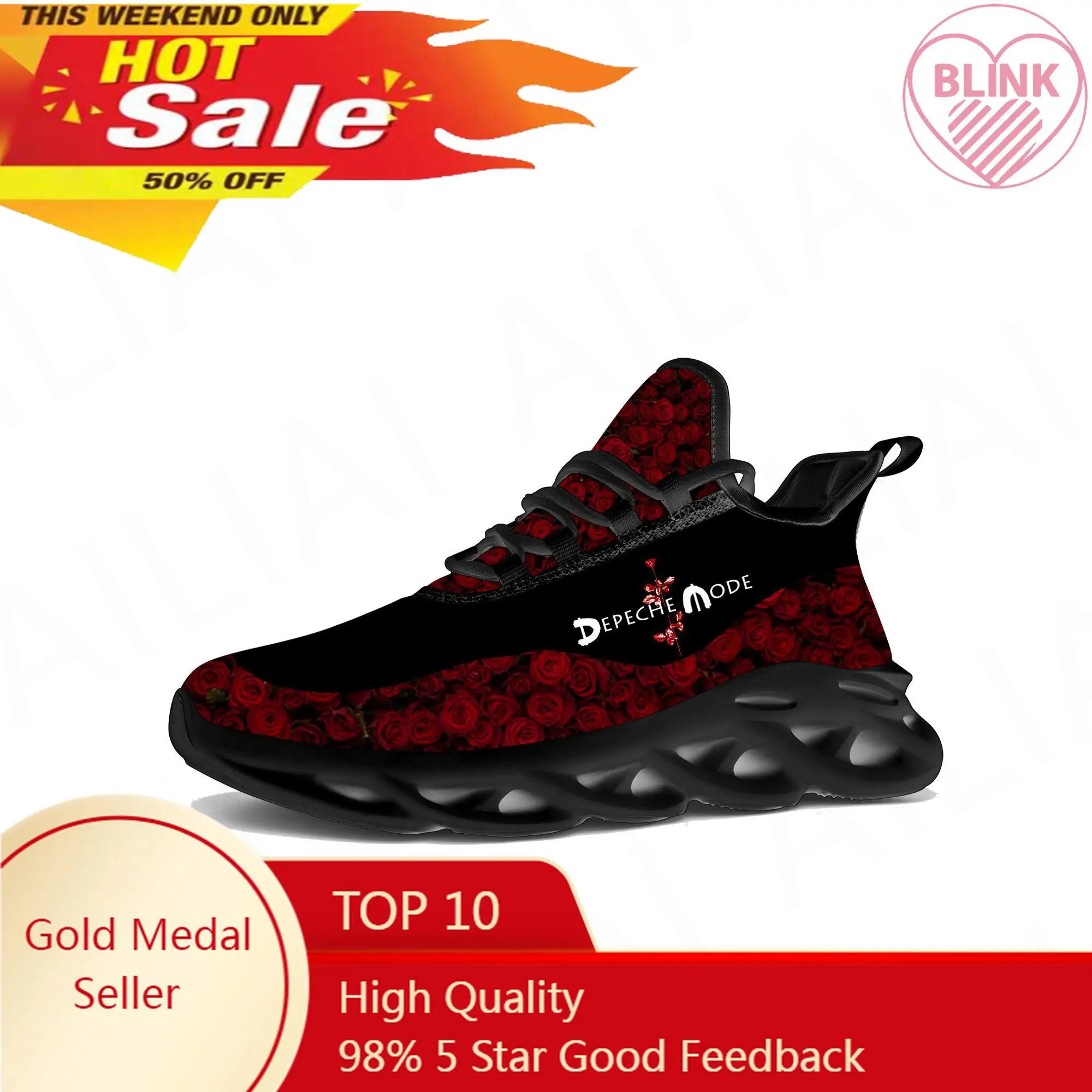 

Depeche Rock Band Mode Flats Sneakers Mens Womens Pop Sports Running Shoe Sneaker Lace Up Mesh Footwear Tailor-made Shoe Black