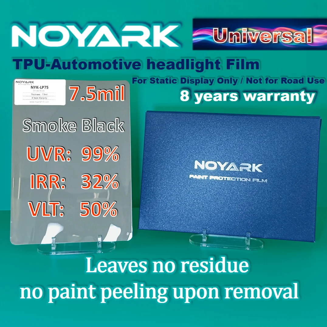 Фото Пленка для автомобильных фар Noyark NYK-LP75 TPU 7.5mil, универсальная, дымчато-черная, с 8-летней гарантией №1