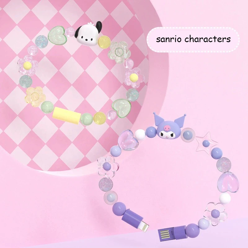 

Anime Sanrio Kuromi Phone Date Wire Bracelet Wearable Data Cable Rechargeable Anytime Anywhere Gifts for Girls Friends Students