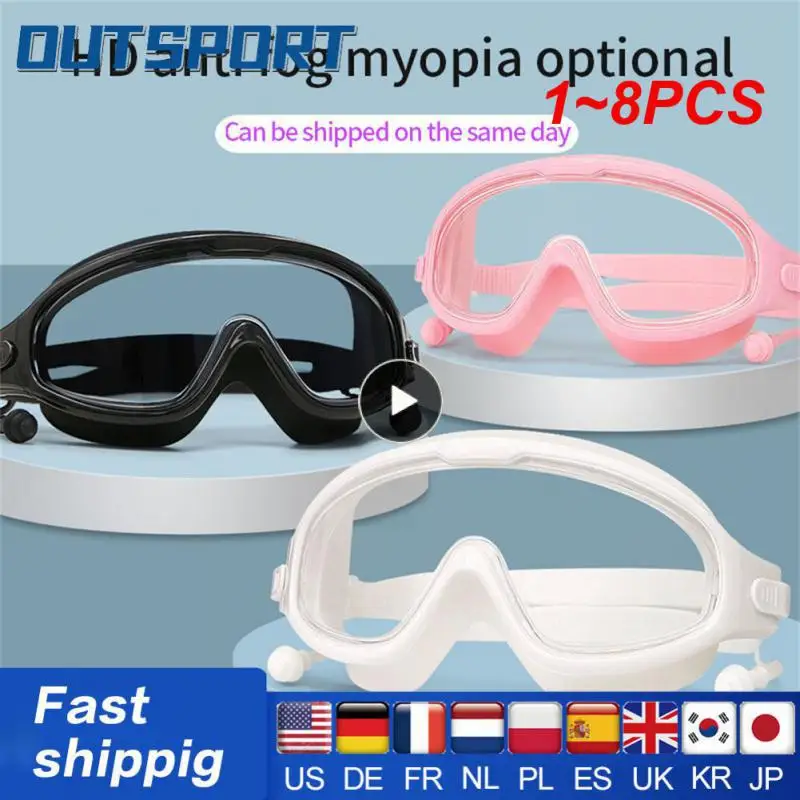 

1~8PCS Myopia Swimming Glasses Hyperopia Optical Anti-Fog Swim Goggles Prescription Corrective Snorkel Mask Free Ear Plug &