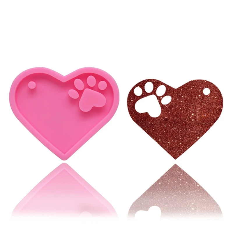 

6Pieces/set Keychain Silicone Mold Round Heart Bone Shape Resin Epoxy Mold with Hole for DIY Crafts Making Jewelry Craft