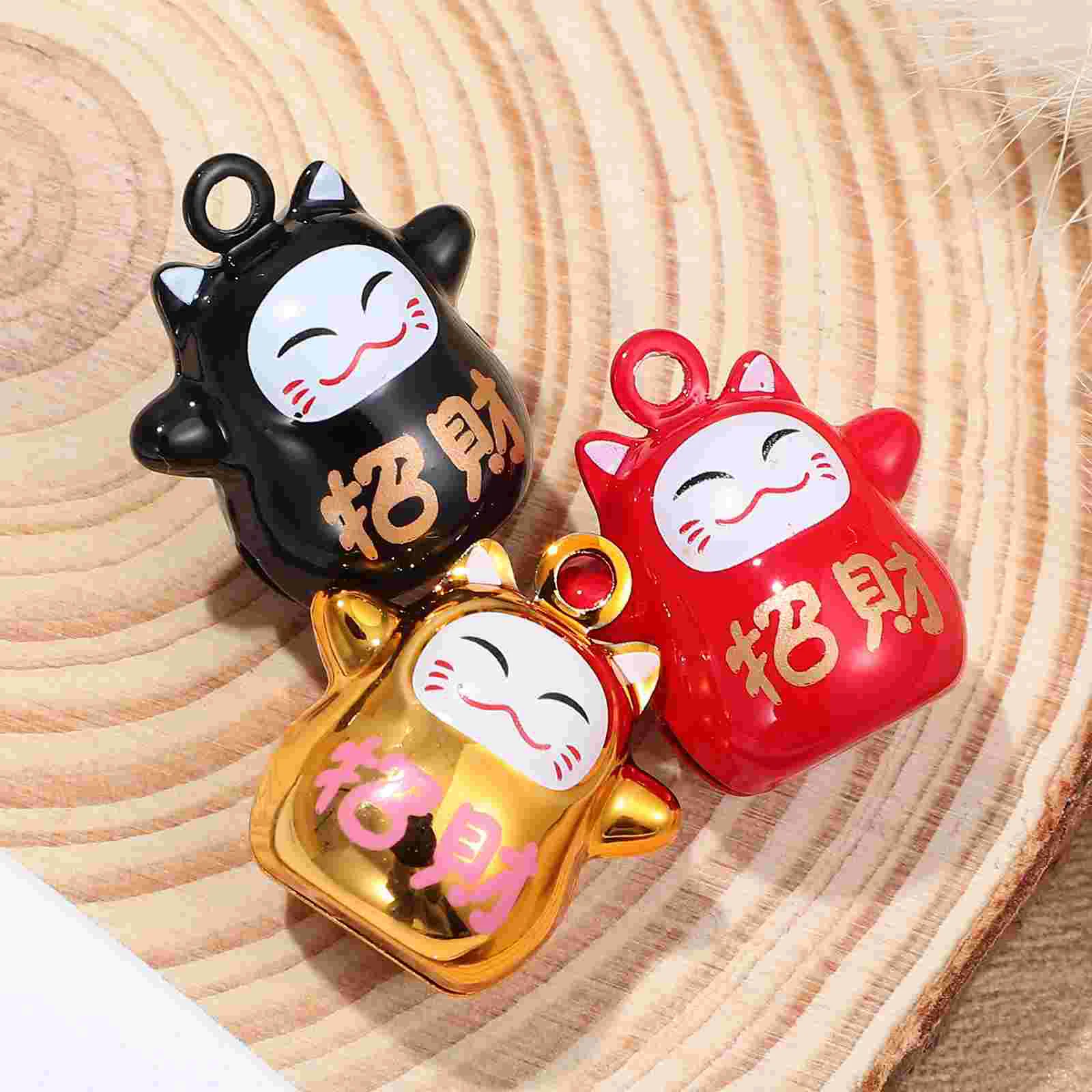 

18 Pcs Japanese Accessories Bell Pendant Cartoon Charms Brass Cat-shape