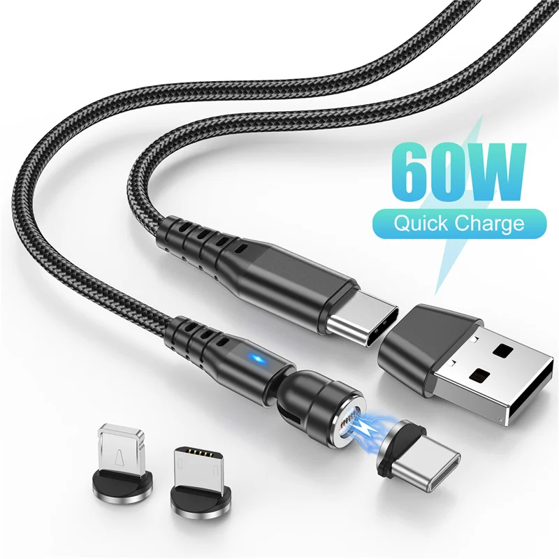 

6 in 1 60W PD Fast Charger Cable USB C To Type C Micro Magnetic Data Cables For Samsung S21 Xiaomi Charging Wire For iPhone 13