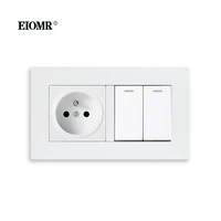 eiomr french standard wall socket 14686mm white flame retardant pc panel 16a 250v sockets and switches 2 gang 1way 2way