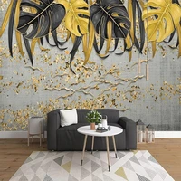 3d wallpaper modern minimalist abstract gold leaf wall covering painting living room bedroom backdrop home decor papel de parede