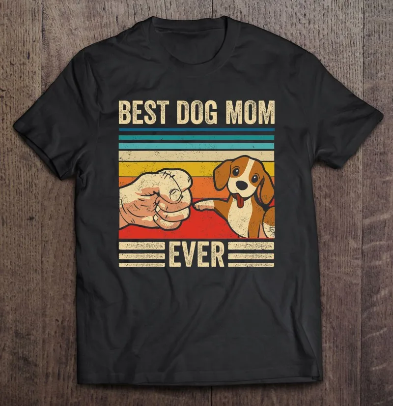 

Футболка мужская с надписью Best Dog Mom, винтажная тенниска на день матери, майка с биглом, уличная одежда, простая рубашка, черный цвет