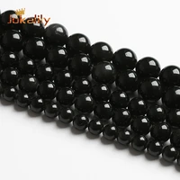natural obsidian beads black stone round loose spacer beads for jewelry making diy bracelet accessories 4 6 8 10 12 14mm 15inch
