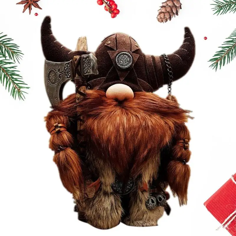 

Viking Warrior Gnome Doll Standing Faceless Old Man Plush Doll Exqusite & Durable Warrior Gnome Doll Handmade Garden Decor
