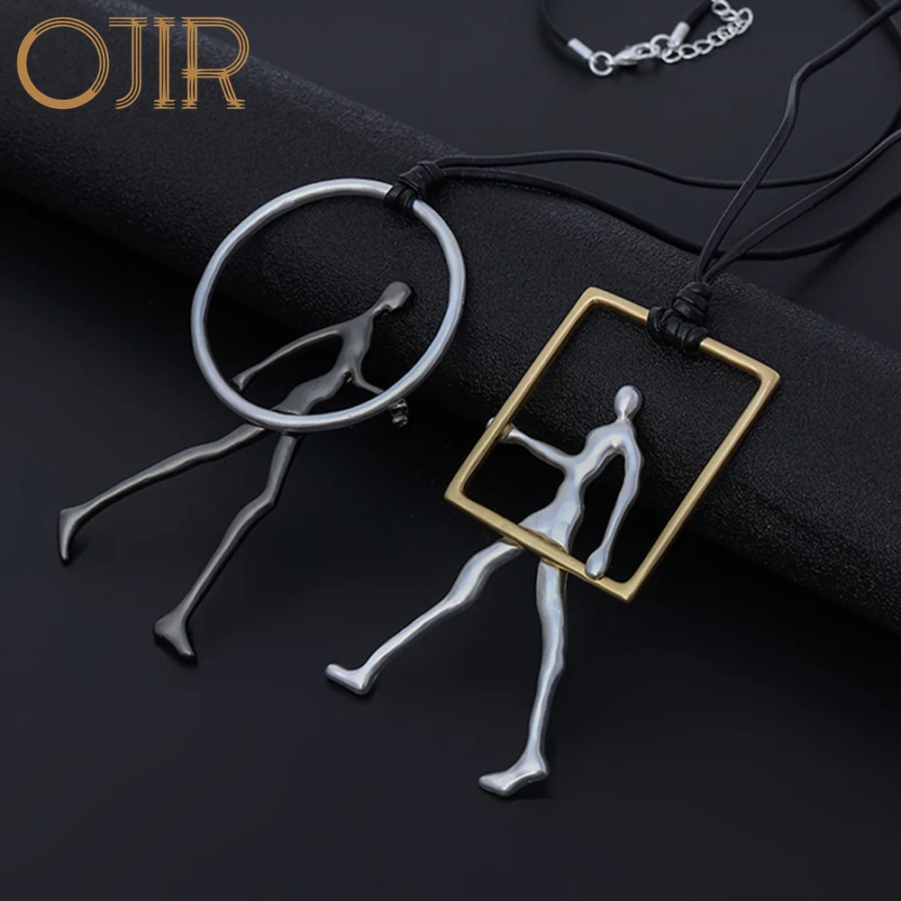 

New in Vintage Gold Color Silver Color Stranger Things Necklace Goth Walking Man Korean Fashion Pendants Jewelry for Women 2023