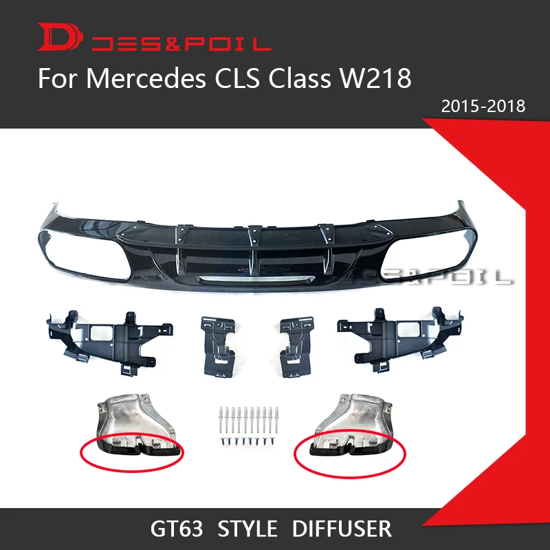 

Для CLS W218 Facelift GT 63 задний диффузор губа Mercedes Benz 2015-2018 блестящие черные пластиковые детали CLS300 CLS320 CLS400 CLS63