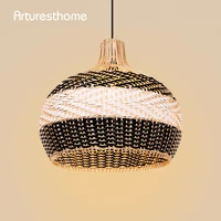 arturesthome handmade rattan light fixture woven rattan lamp natural chandeliers dome shaped hanging light for living room