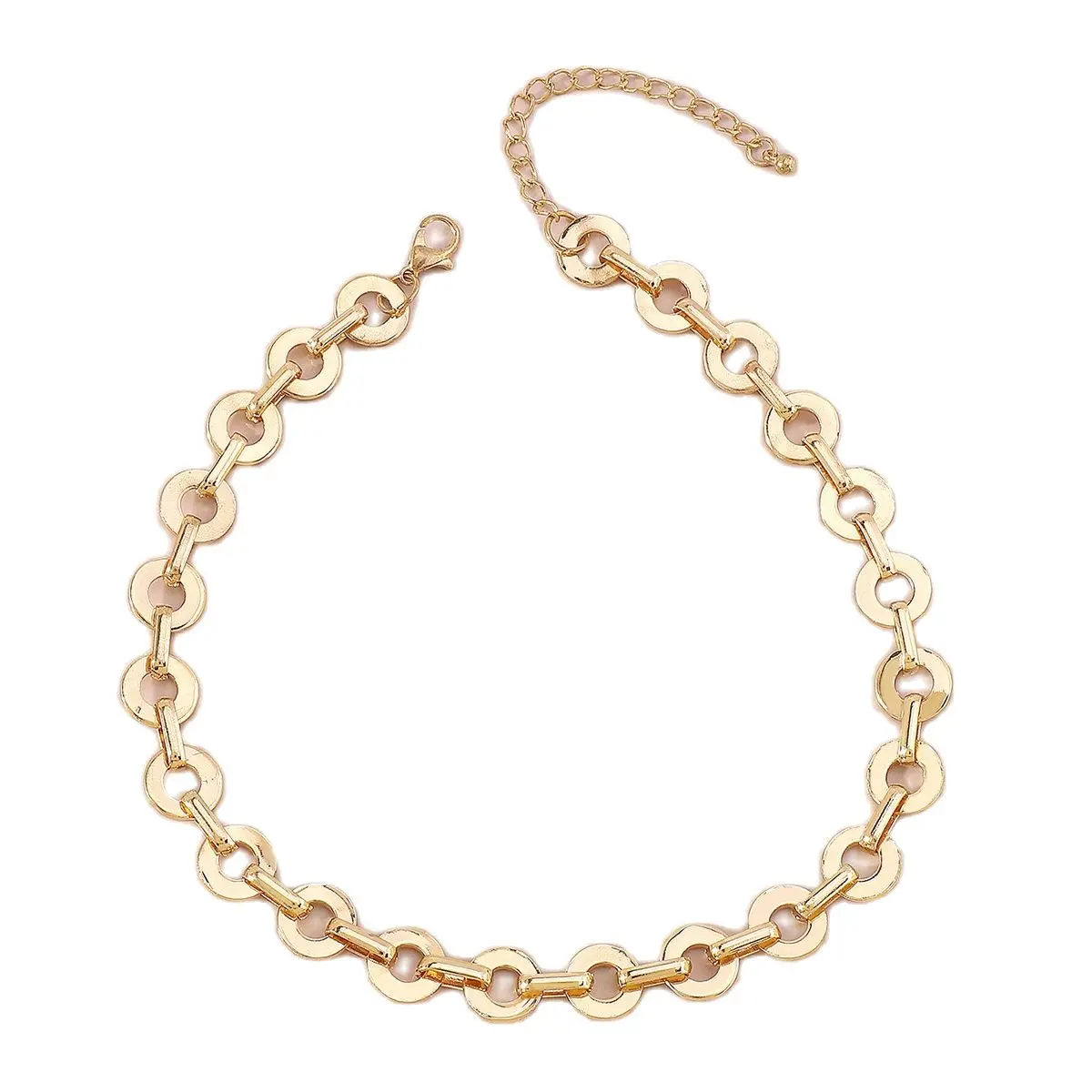 

Metal Silver Hook Geometric Women's Necklace O-Chain Splice Collar Neckchain Vintage Men's Necklace Jewelry Accessories