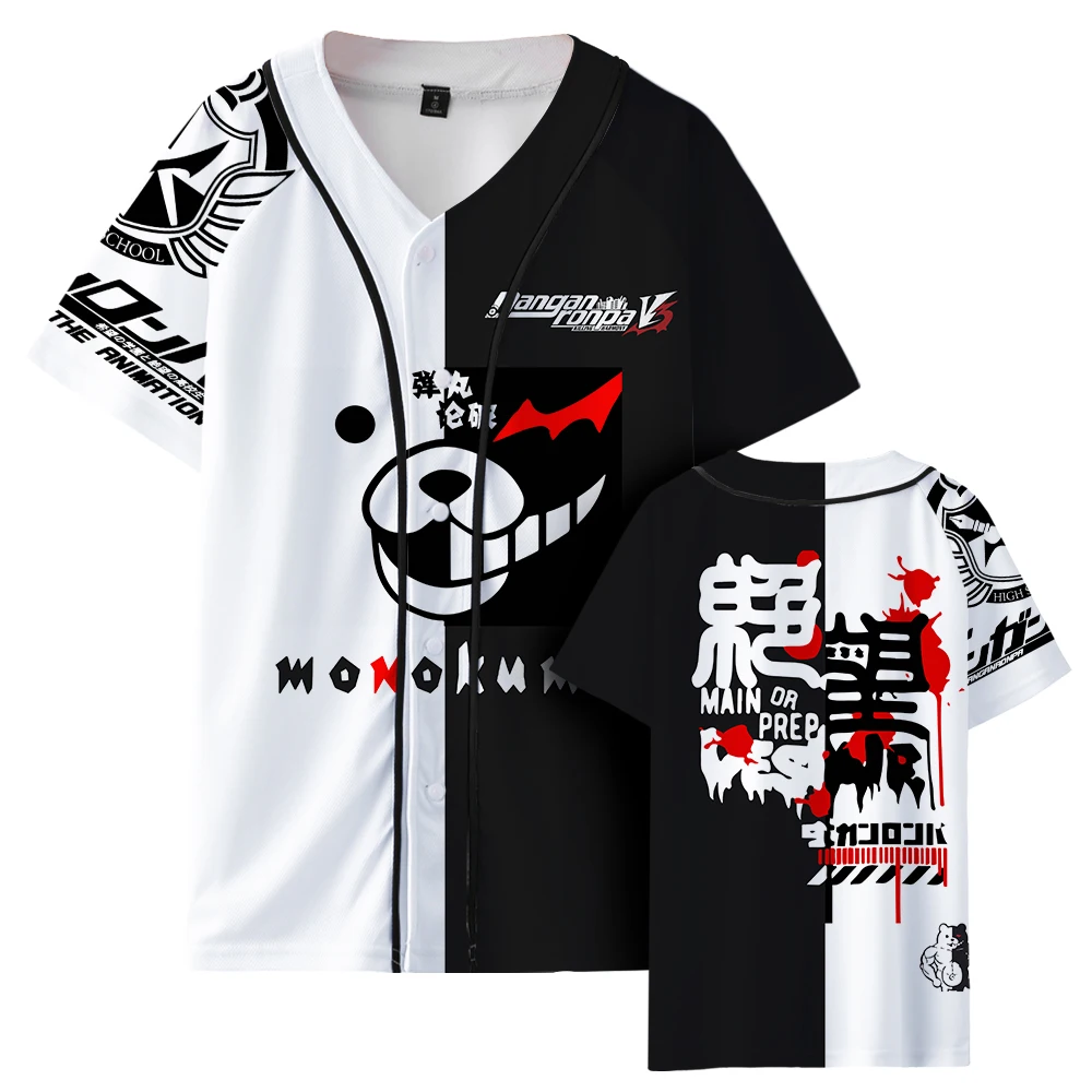 Sports Thin Baseball Uniform Bear Art Design Short Harajuku Shirt Neutral Home Service Cardigan Quick-drying Top