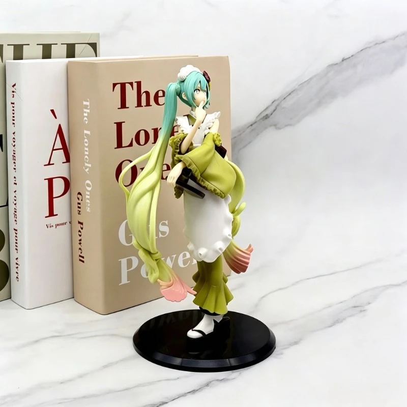 Фото Модные коллекционные фигурки-украшения Hatsune Miku PVC Matcha Parfait Maid Version 20 см: Сексуальная красивая девушка из аниме-игры, сопутствующий подарок №4