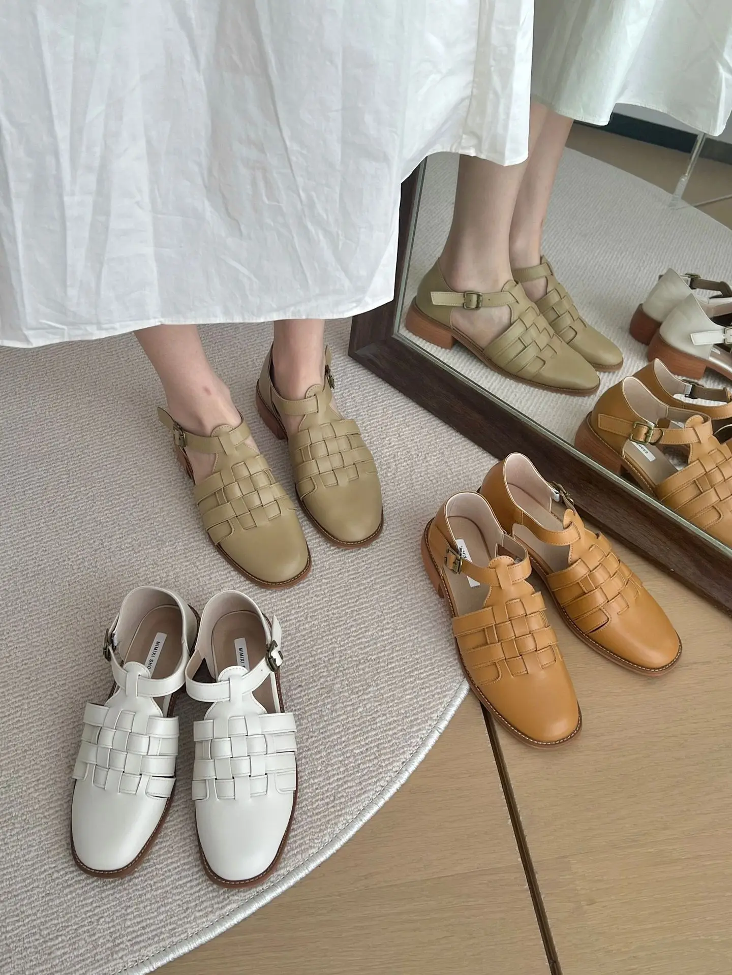 

Shallow Mouth Low Heels Basic PU Fabric Hoof Low Heels Shallow Mouth Fabric PU Basic