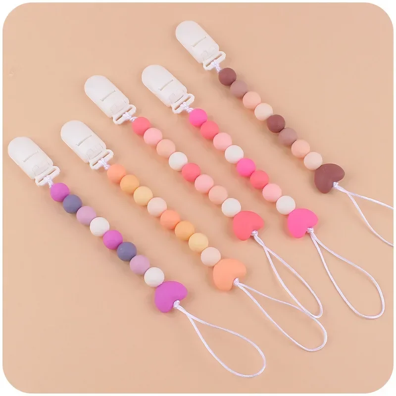 Пластиковый держатель-пустышка для младенцев силиконовая цепочка в форме сердца