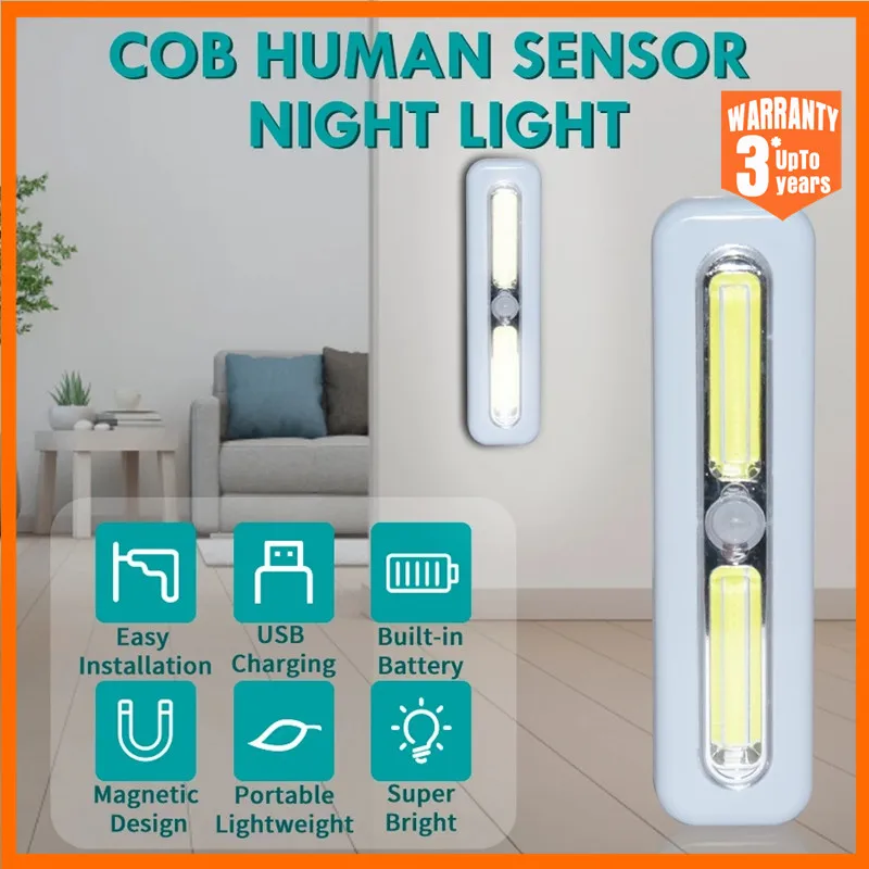 

Xiaomi COB Motion Sensor Night Light Wireless USB Rechargeable LED Nightlight for Bedroom Kitchen Car Cabinet Closet Staircase