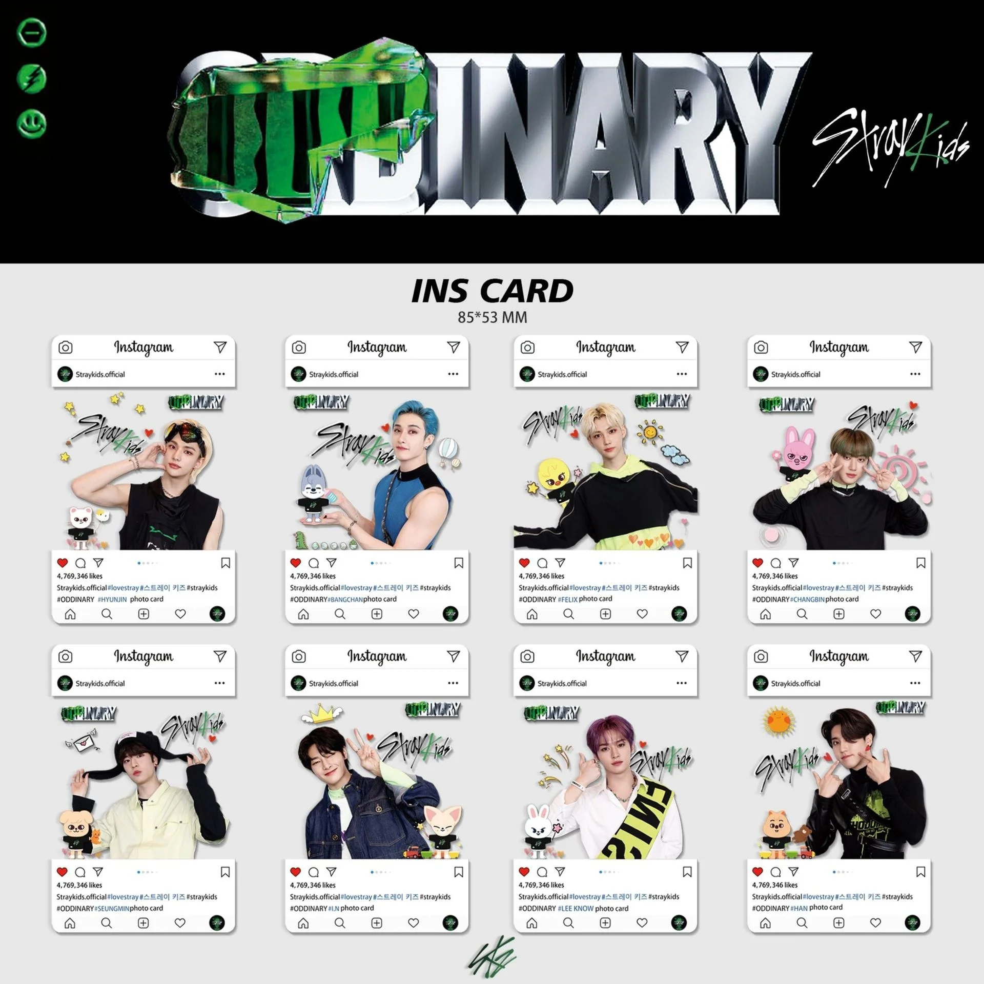 

8pcs/set KPOP Stray Kids Through Card ODDINARY Pvc Photocard Smallcard LOMOcard New Korea Group Thank You Card Fan Favorite