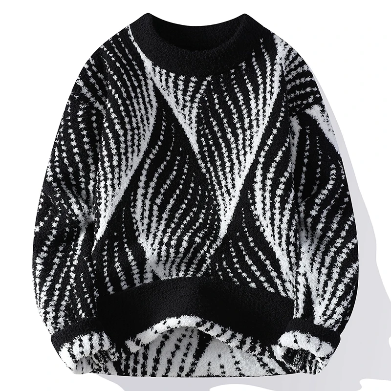 Мужские модные свитера в полоску 2024 осень/зима Свободная трикотажная одежда