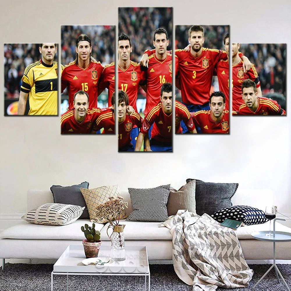 

Canvas 5 Pieces Spain National Football Team Members Home Poster Room Decor Picture On The Wall Decorative Prints Wall Painting
