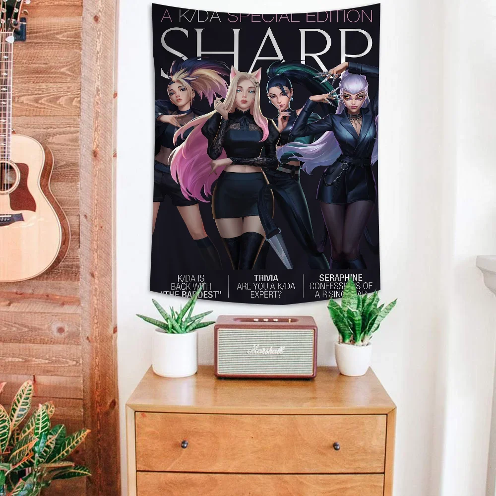 L-LOL-KDA Kaisa Ahri Akali Аниме Гобелен Богемный Настенный Декор Индийский Дизайн Будды