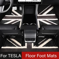 4pcs car foot mat waterproof durable anti slip footbeds cover protection union jack style interior accessories for tesla model 3